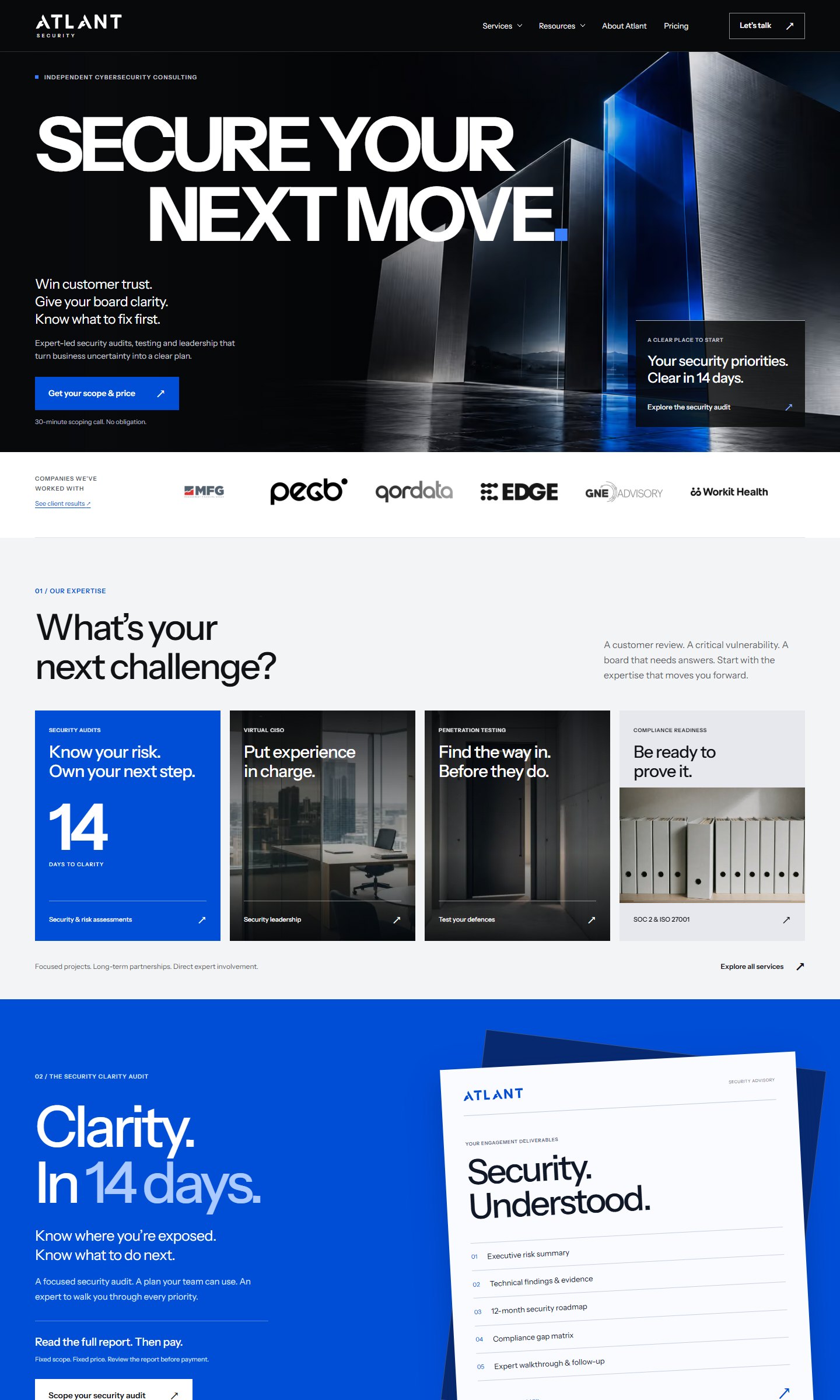 Atlant Security — изглед на публичния сайт atlantsecurity.com
