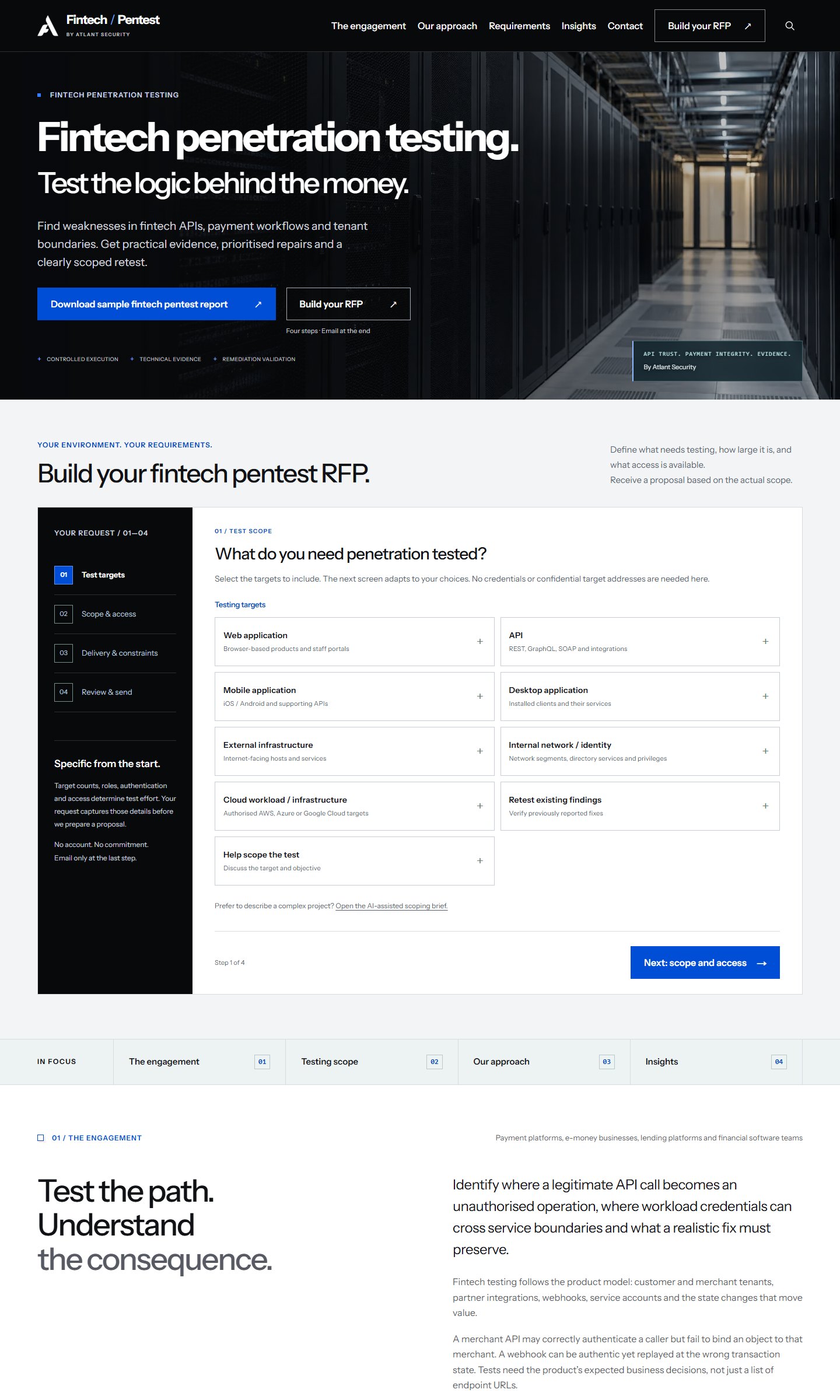 Fintech Pentest — изглед на публичния сайт fintechpentest.com