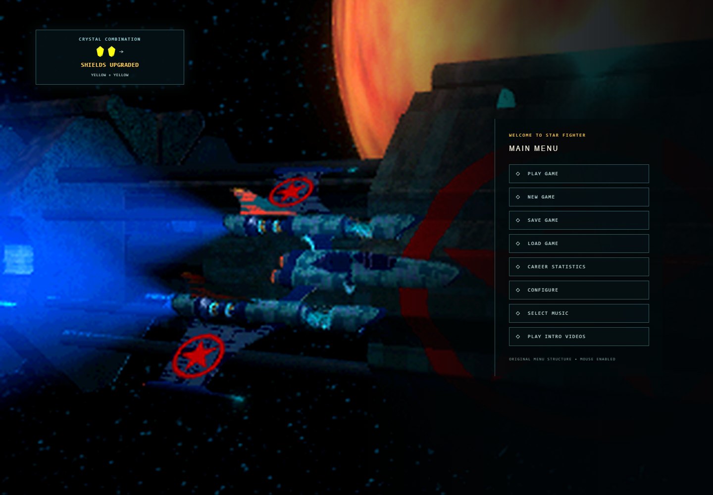 Star Fighter 3000 — изглед на публичния сайт starfighter3000.space